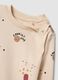 Pigiama beige in puro cotone organico con girocollo e fantasia per neonato_3