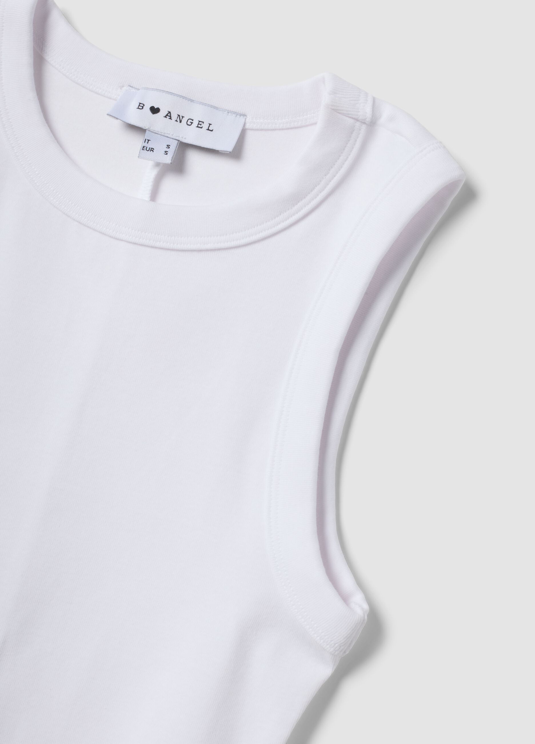 White cropped stretch-cotton tank top