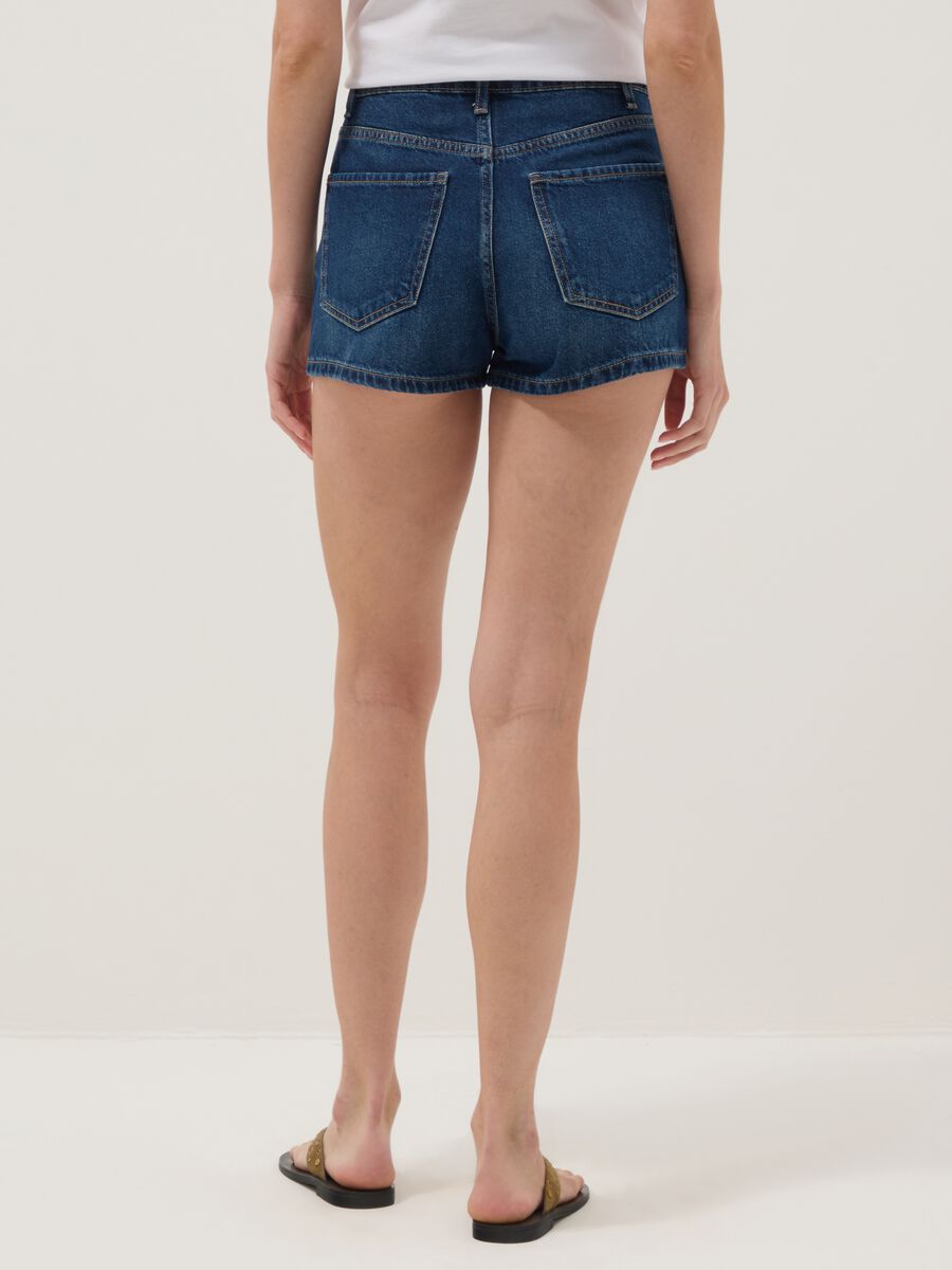 Shorts denim blu in puro cotone straight fit_2