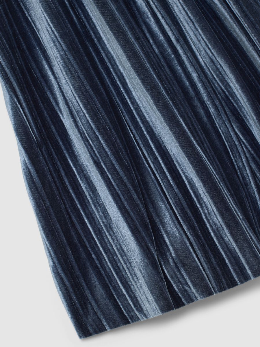 Girls' blue velour culottes with regular fit_3