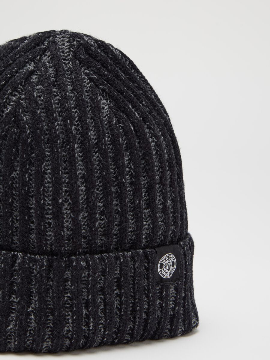 Ribbed knit hat with fold_2
