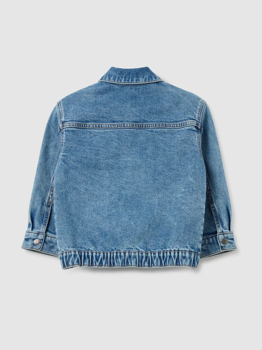 Children's blue denim jacket with cargo pockets_1