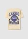 Kids' beige pure cotton T-shirt regular fit with Lakers logo_4