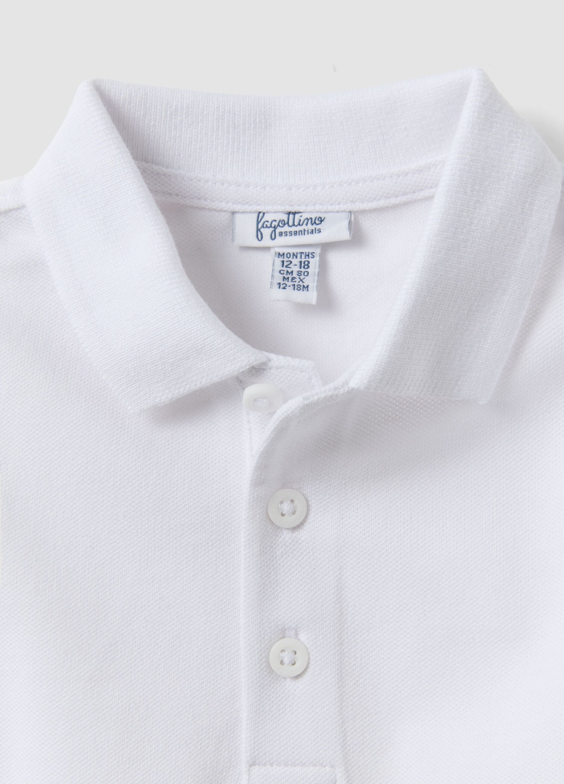 White long-sleeve organic cotton polo