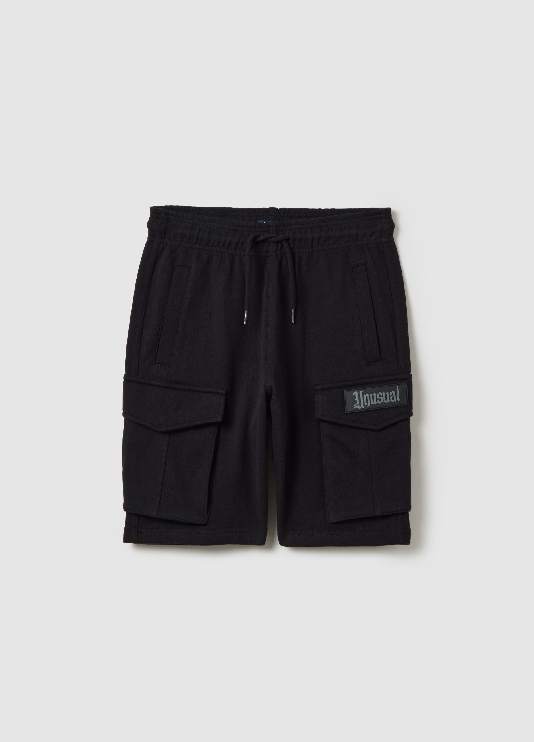 Boys' regular fit black cotton cargo shorts