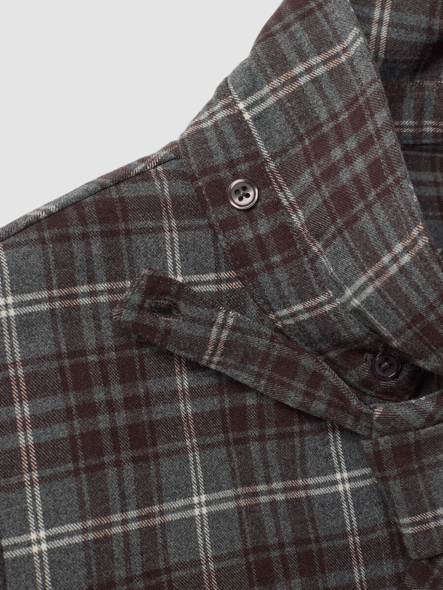 Grey stretch viscose flannel shirt with tie, slim fit_2