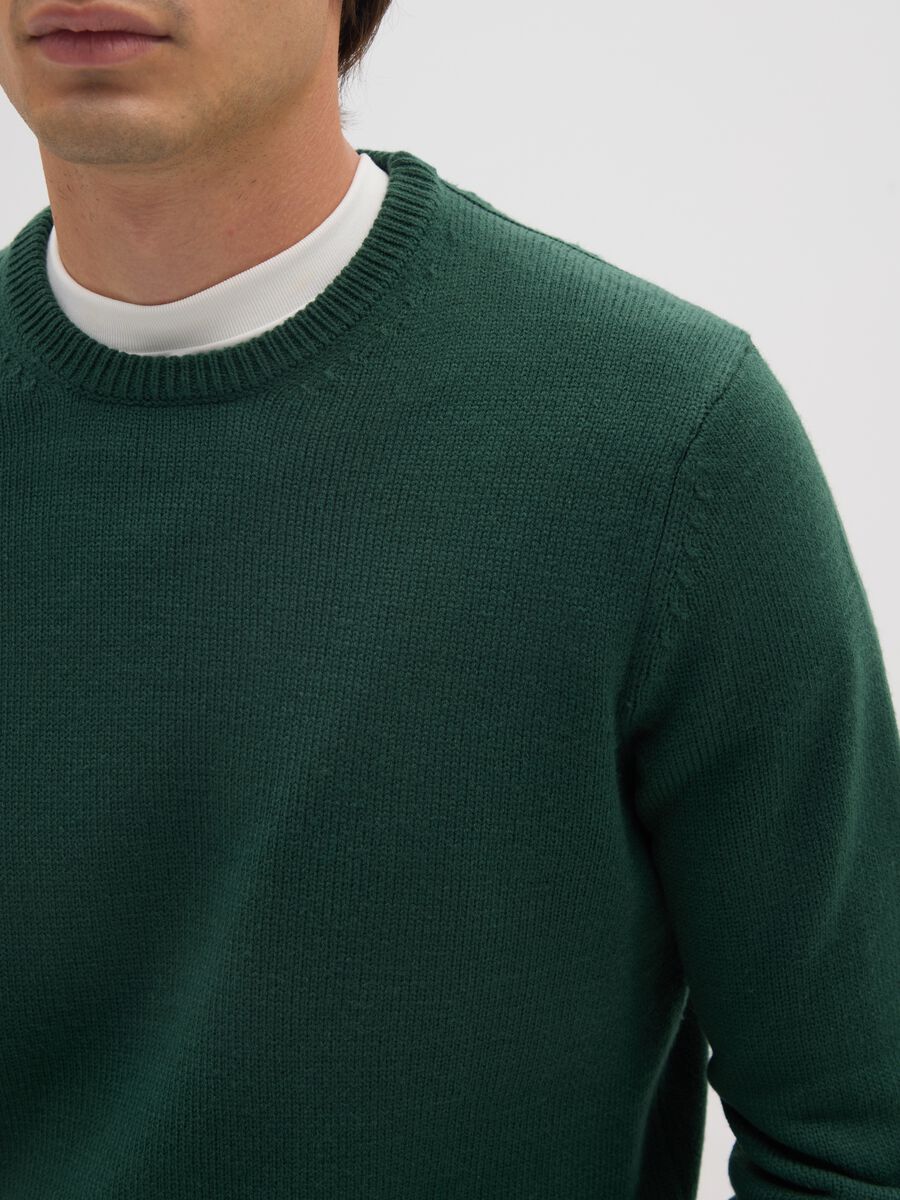 Green crewneck regular fit jumper_3