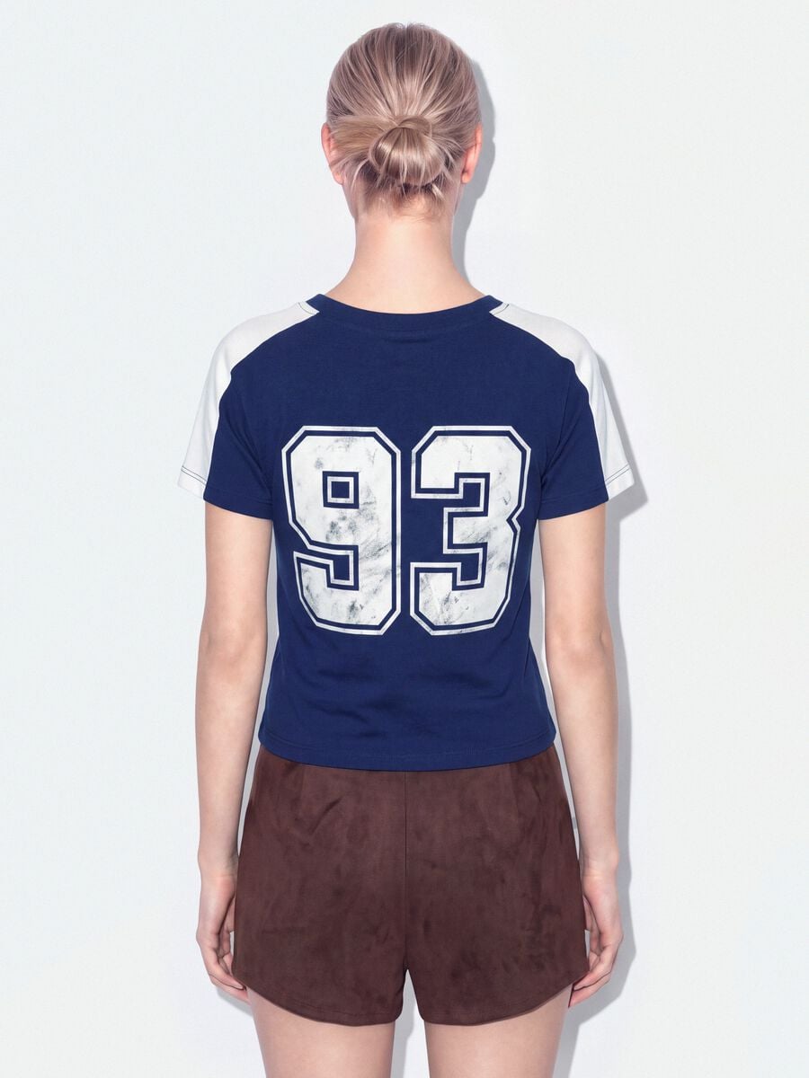 T-shirt blu in puro cotone con girocollo e stampa New York City_2