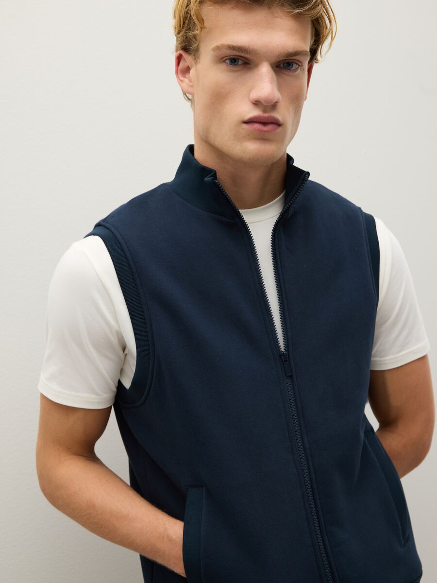 Blue pure cotton waistcoat regular fit_3