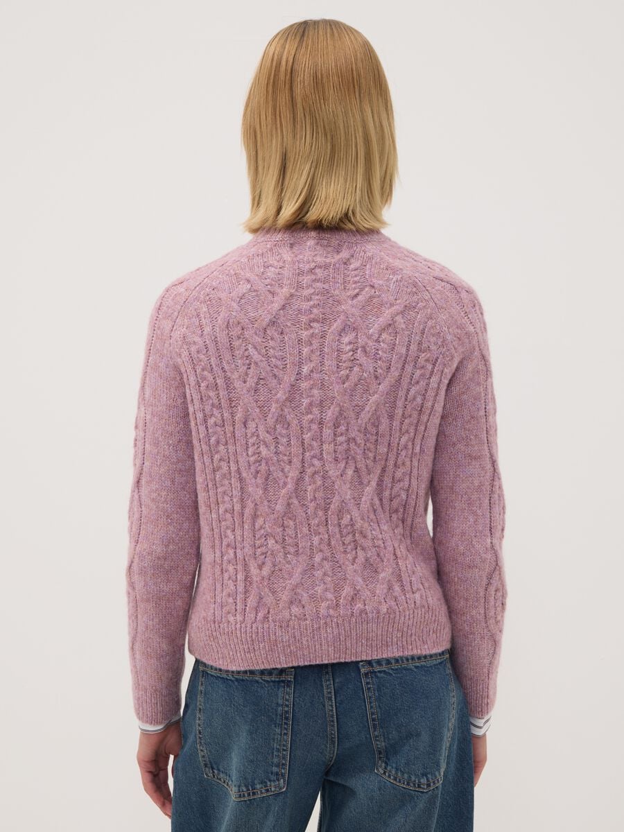 Pink wool-blend cable-knit crew neck jumper_3