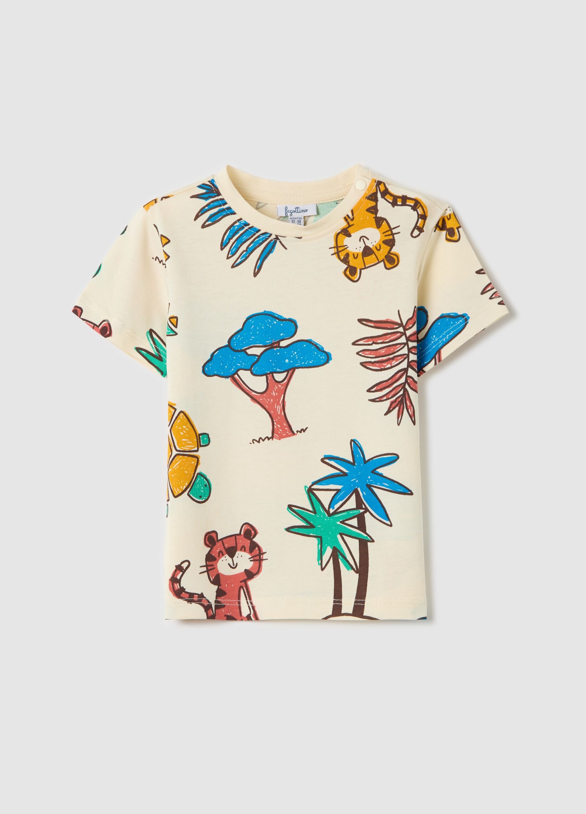 White cotton T-shirt with print