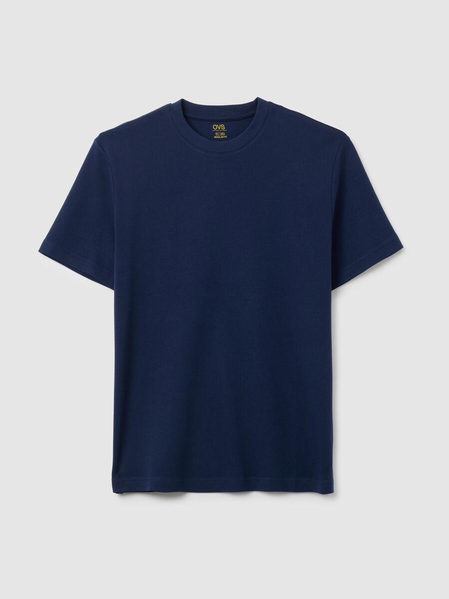 Short Sleeve Blue Cotton T-Shirt_0