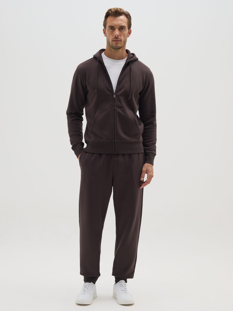 Pantaloni jogger in misto cotone marroni_0