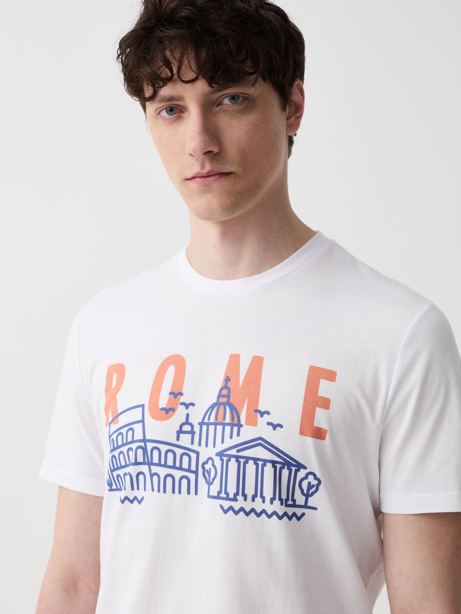 T-shirt in cotone con stampa Roma_2