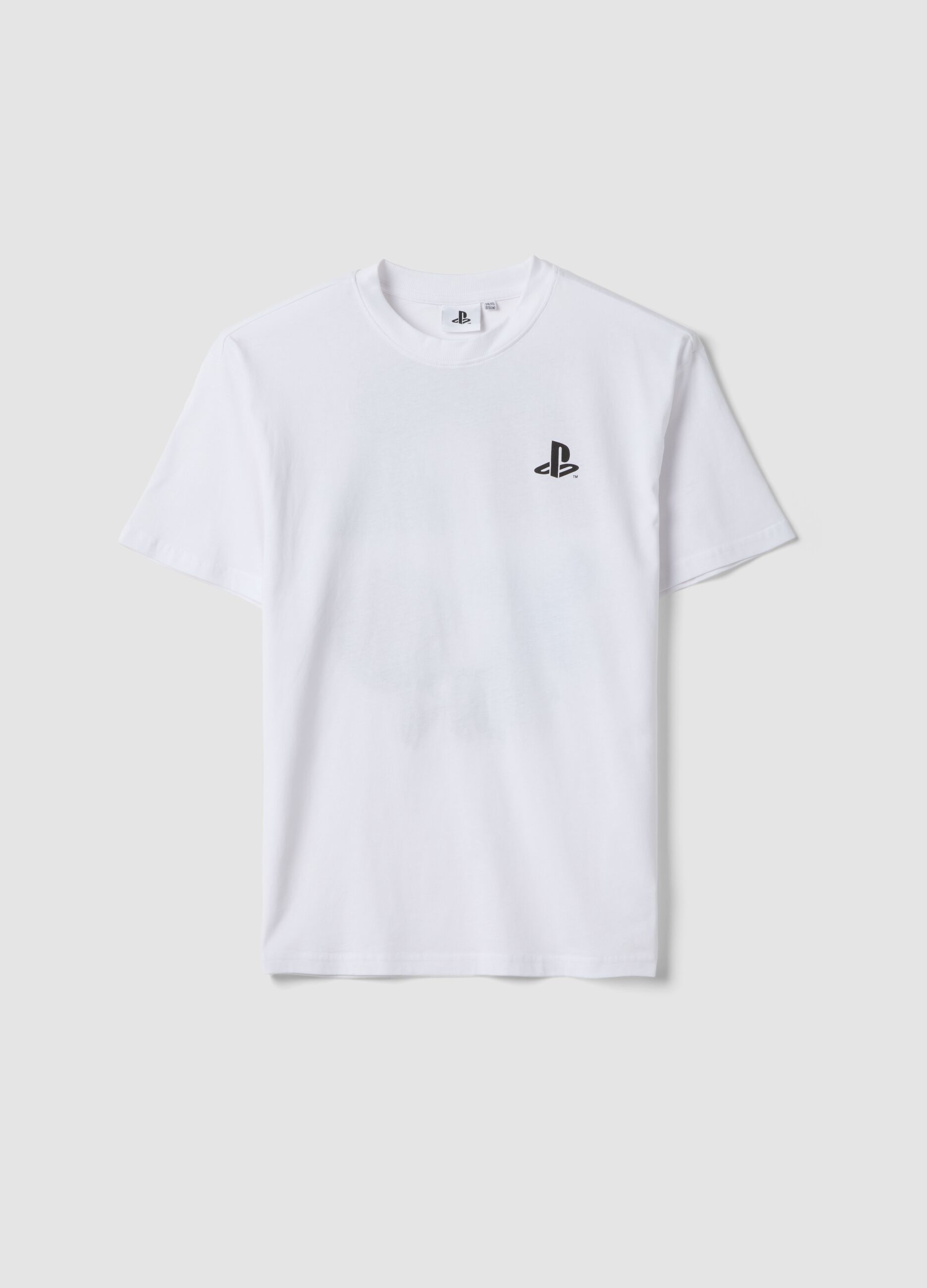 T-shirt bianca da ragazzo con logo Playstation in puro cotone relaxed fit