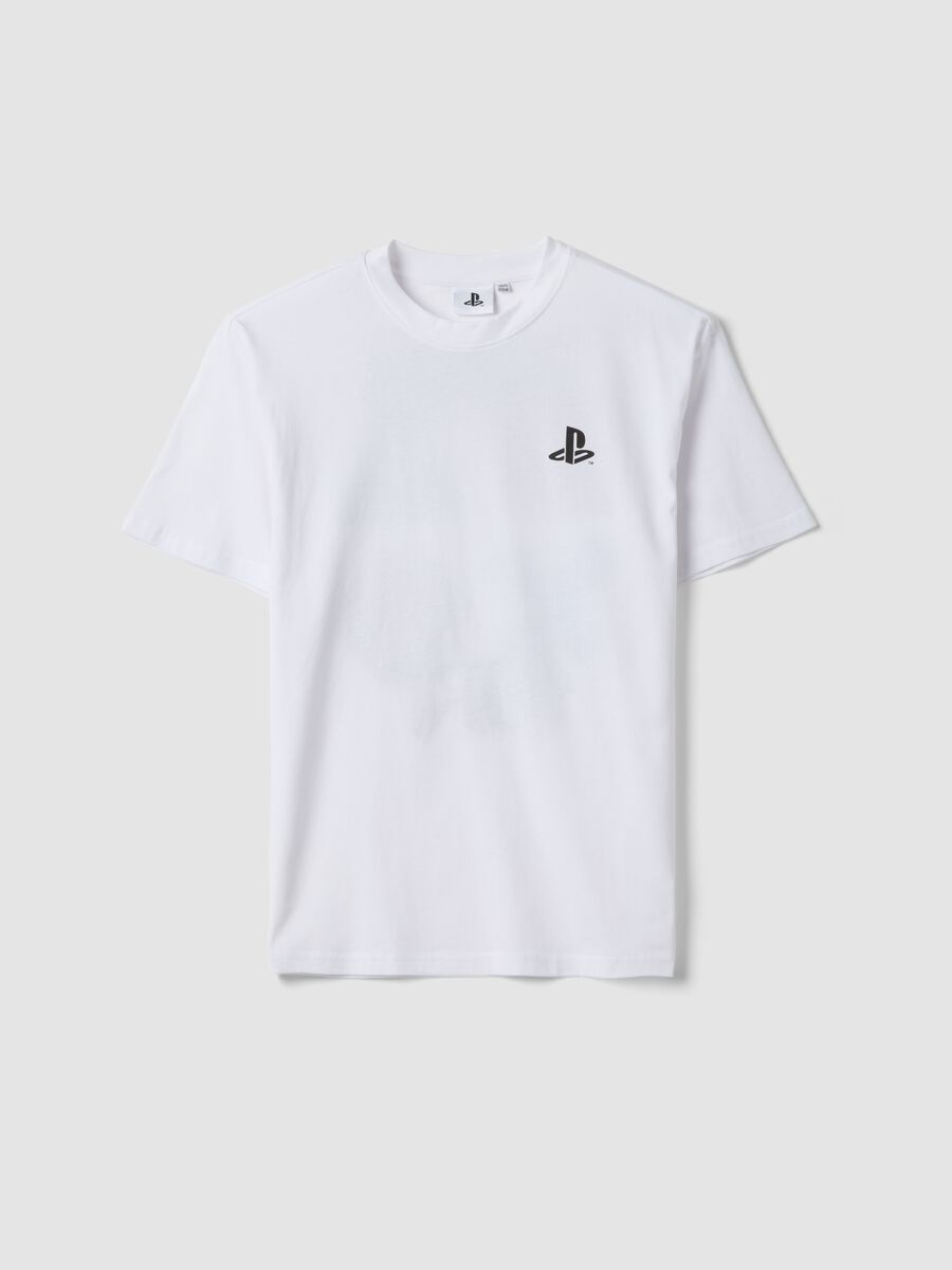 Boys&rsquo; white pure cotton PlayStation logo T-shirt, relaxed fit_0