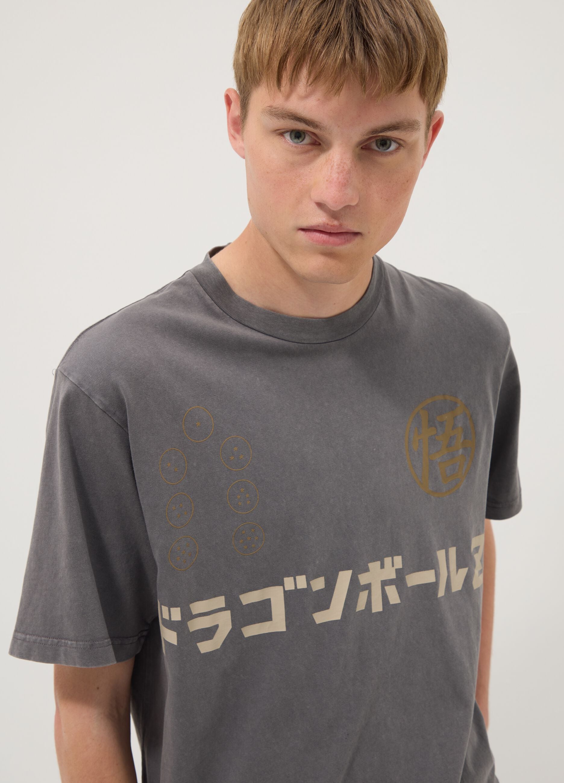 Grey short-sleeve pure cotton T-shirt
