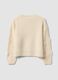 Beige knit jumper with fringes and crew neck for girls_1