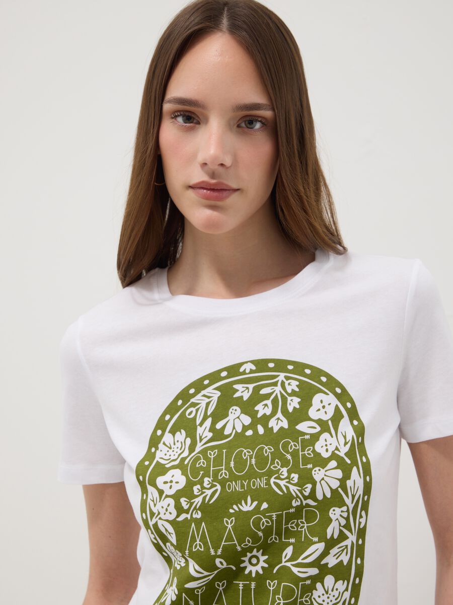 T-shirt in puro cotone bianca regular fit con stampa_2