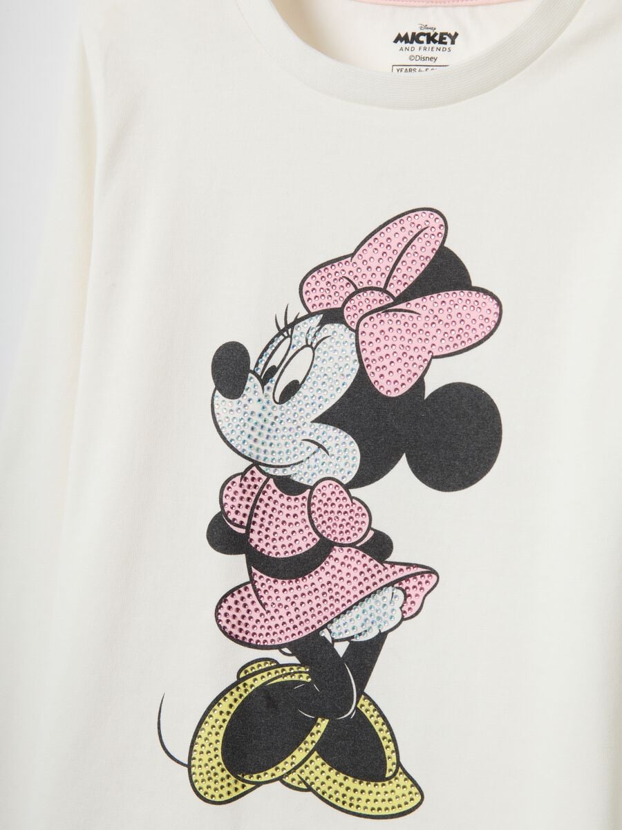 White stretchy cotton girls' regular fit t-shirt with Minnie_2
