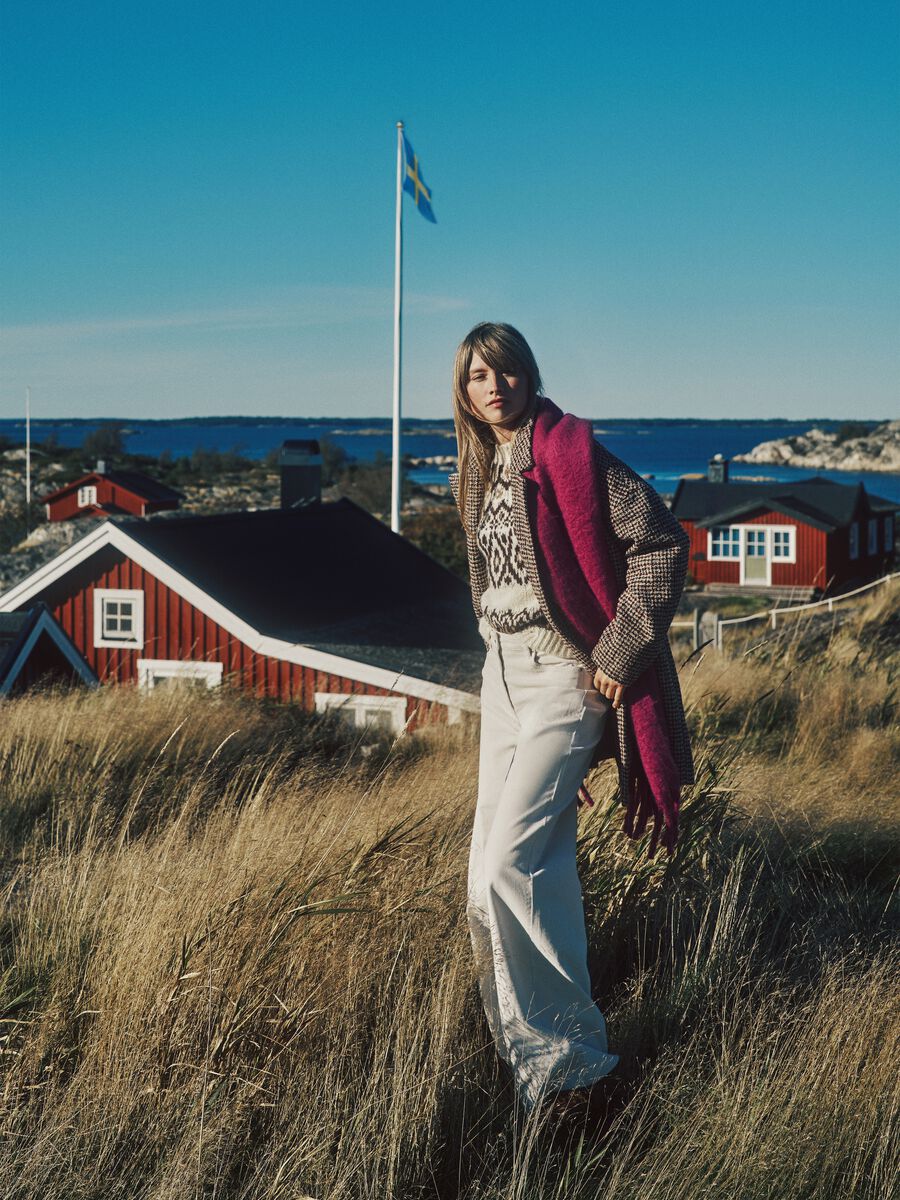 Beige pullover with multicolour jacquard patterns regular fit_0