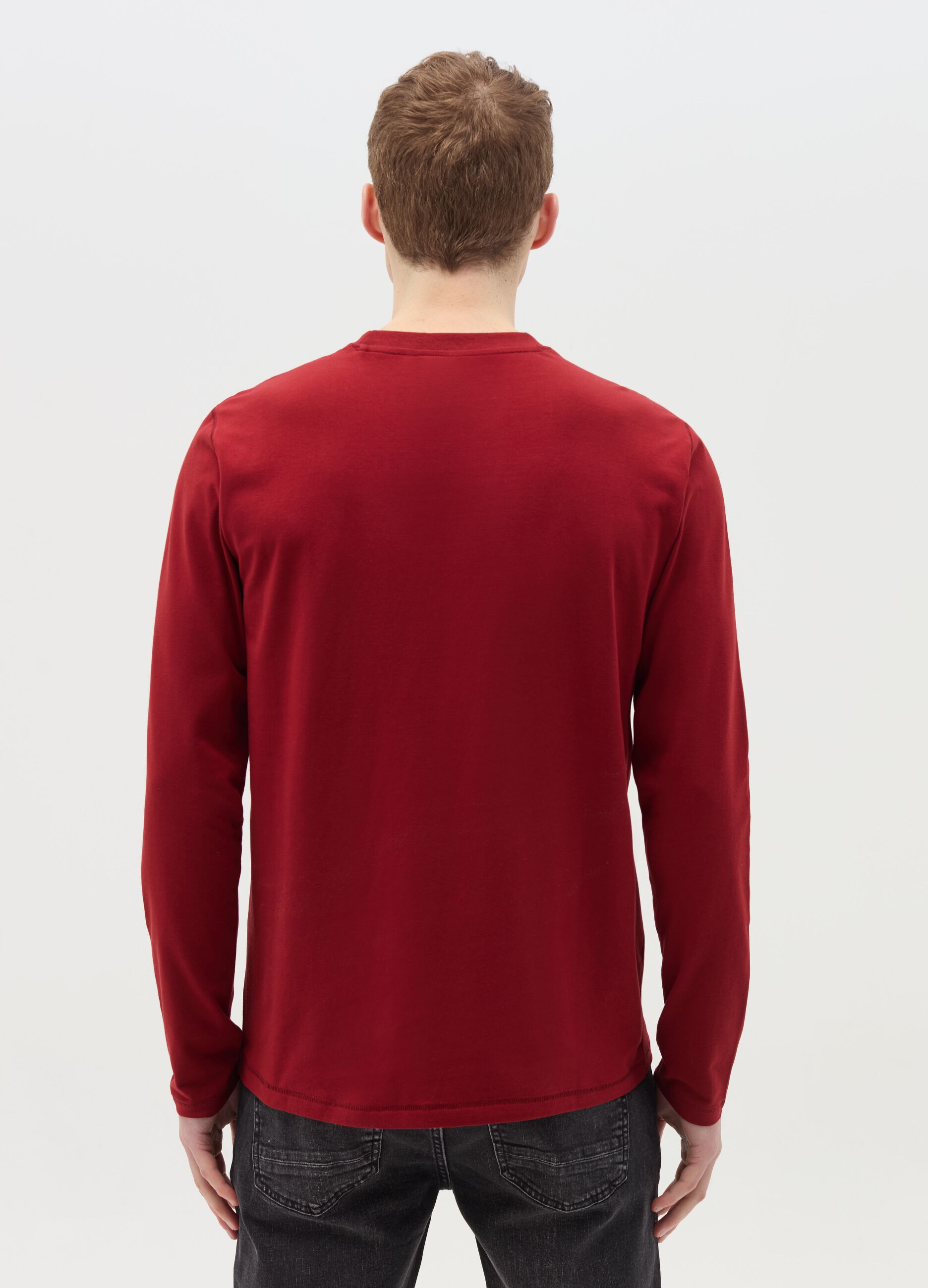 T-shirt a maniche lunghe in cotone stretch