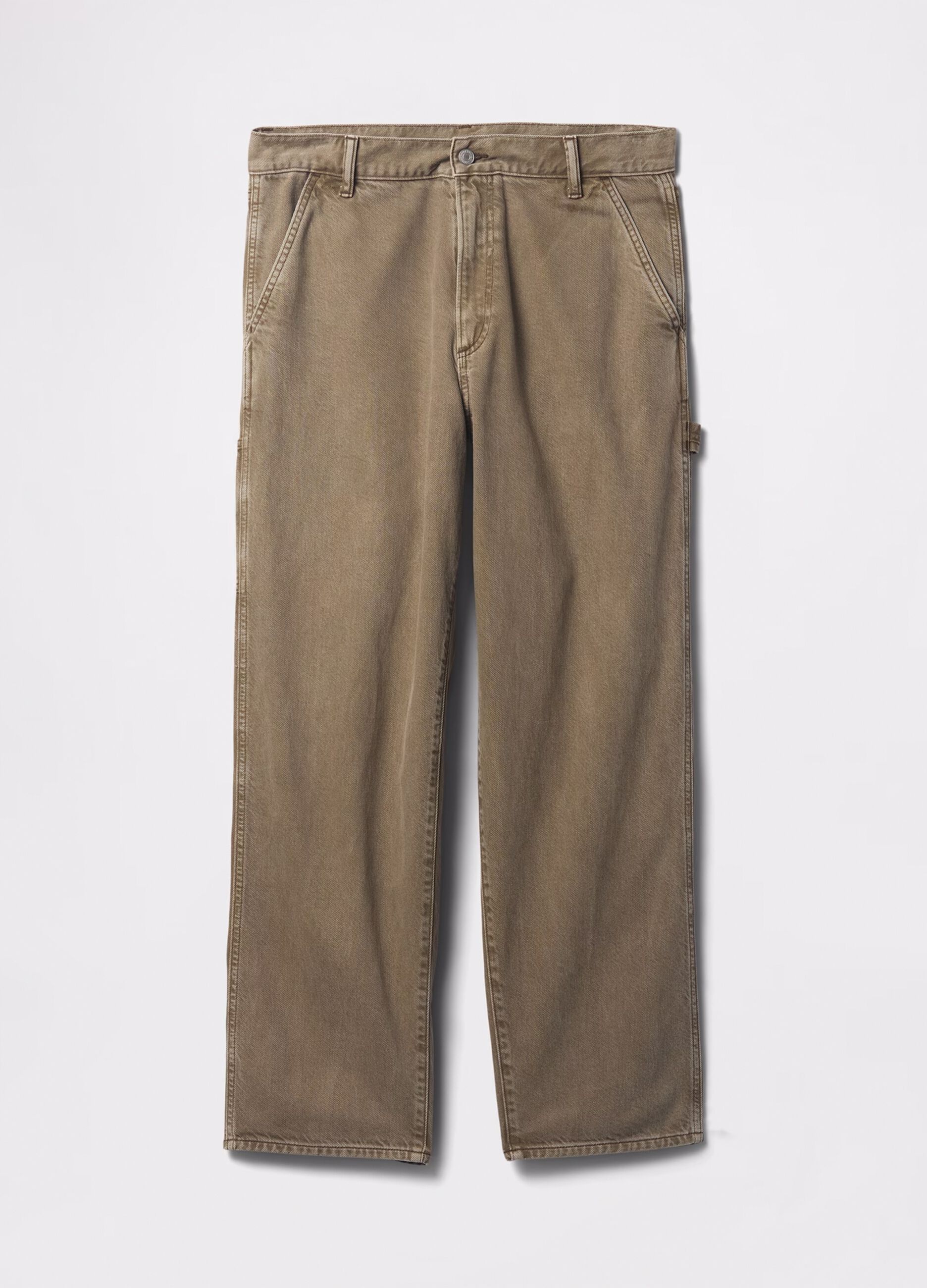 Beige wide-leg workwear jeans