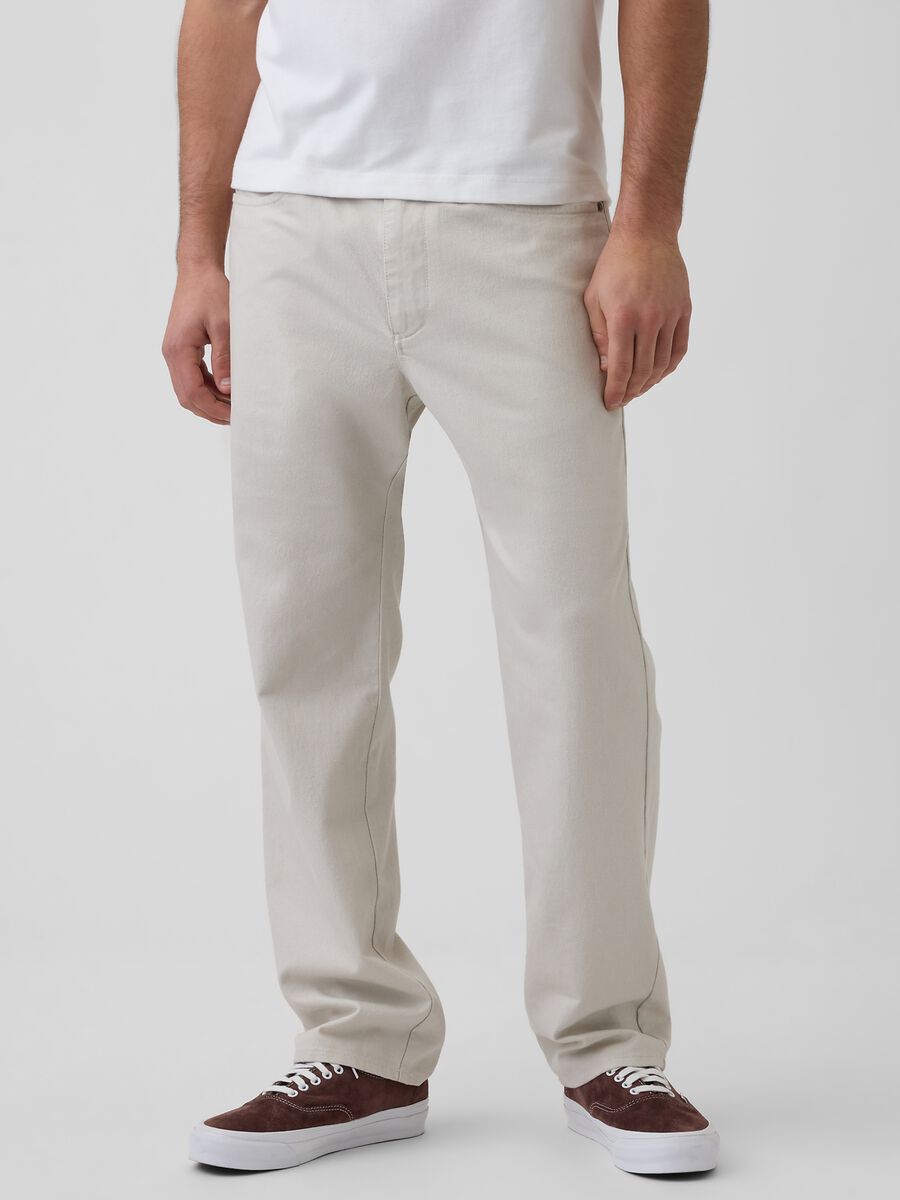 Pantaloni slim fit in misto lino e cotone_2