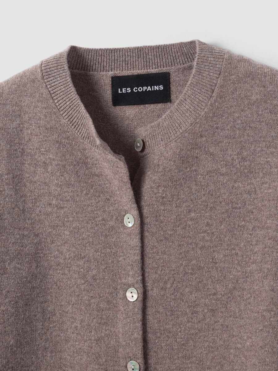 Cardigan grigio in pura lana a girocollo regular fit_5
