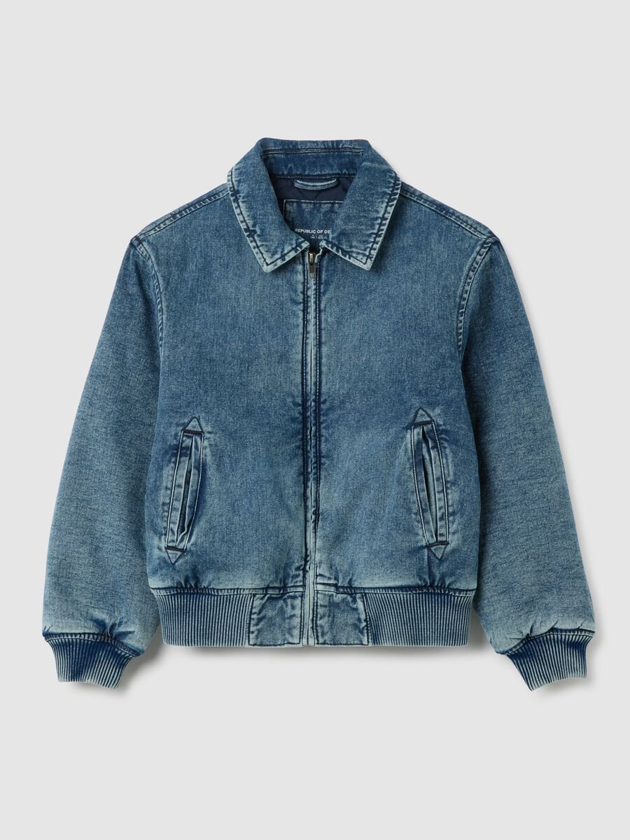 Boy's Denim Regular Fit Bomber Jacket_3