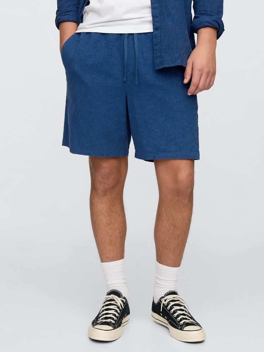 Blue Fabric Blend Shorts_1