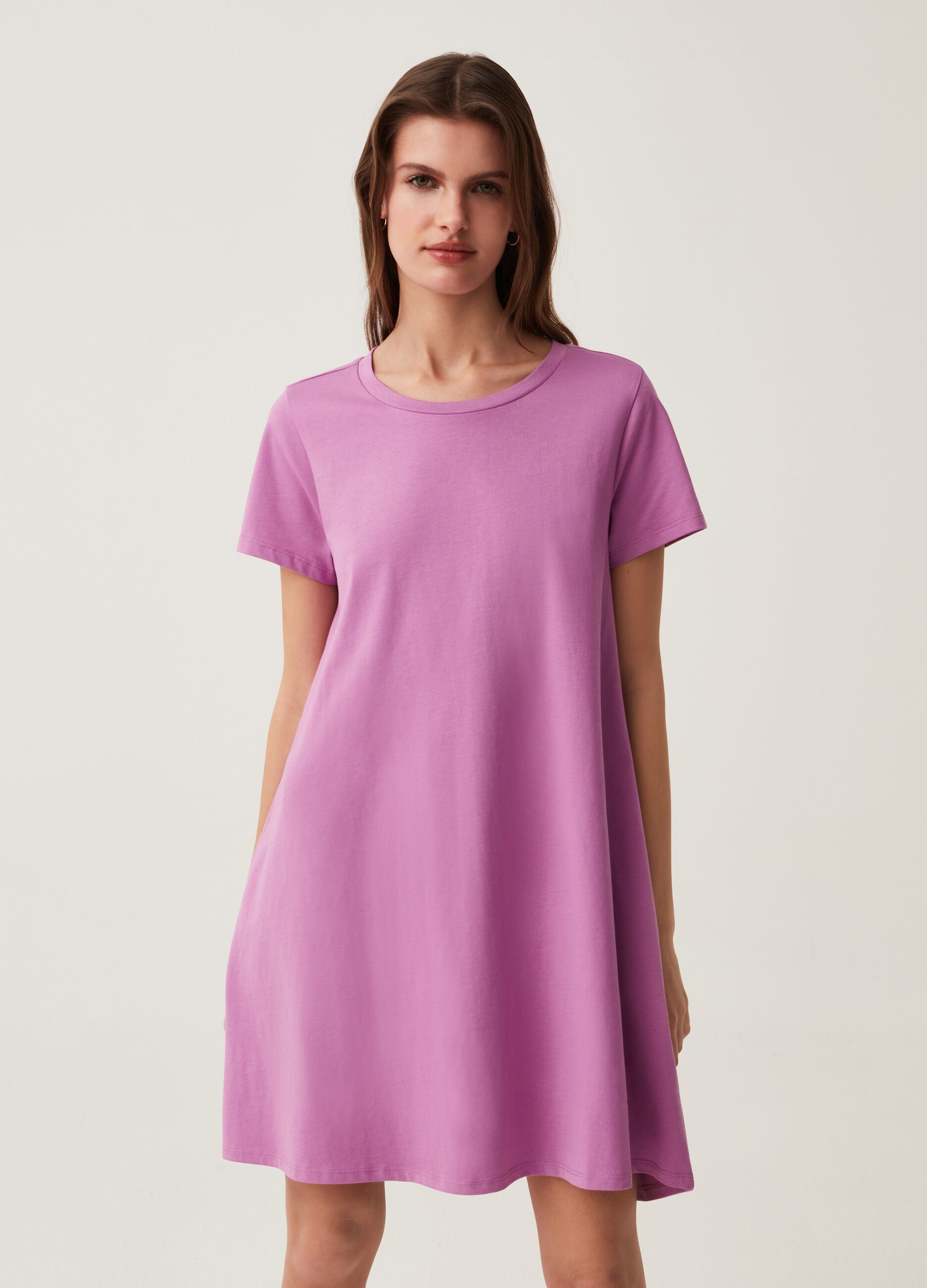 Short cotton dress with pockets