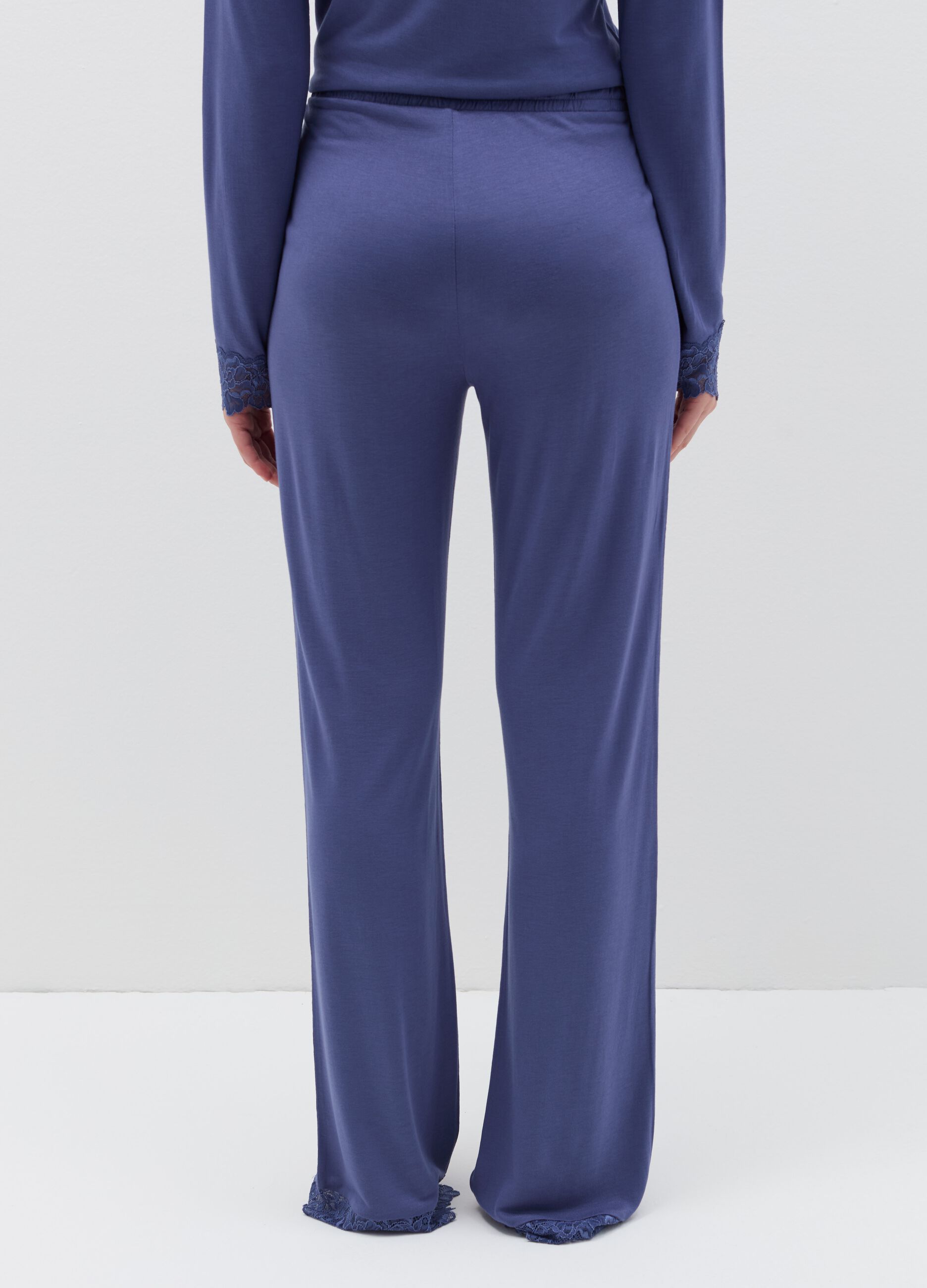 Pyjama trousers with lace insert