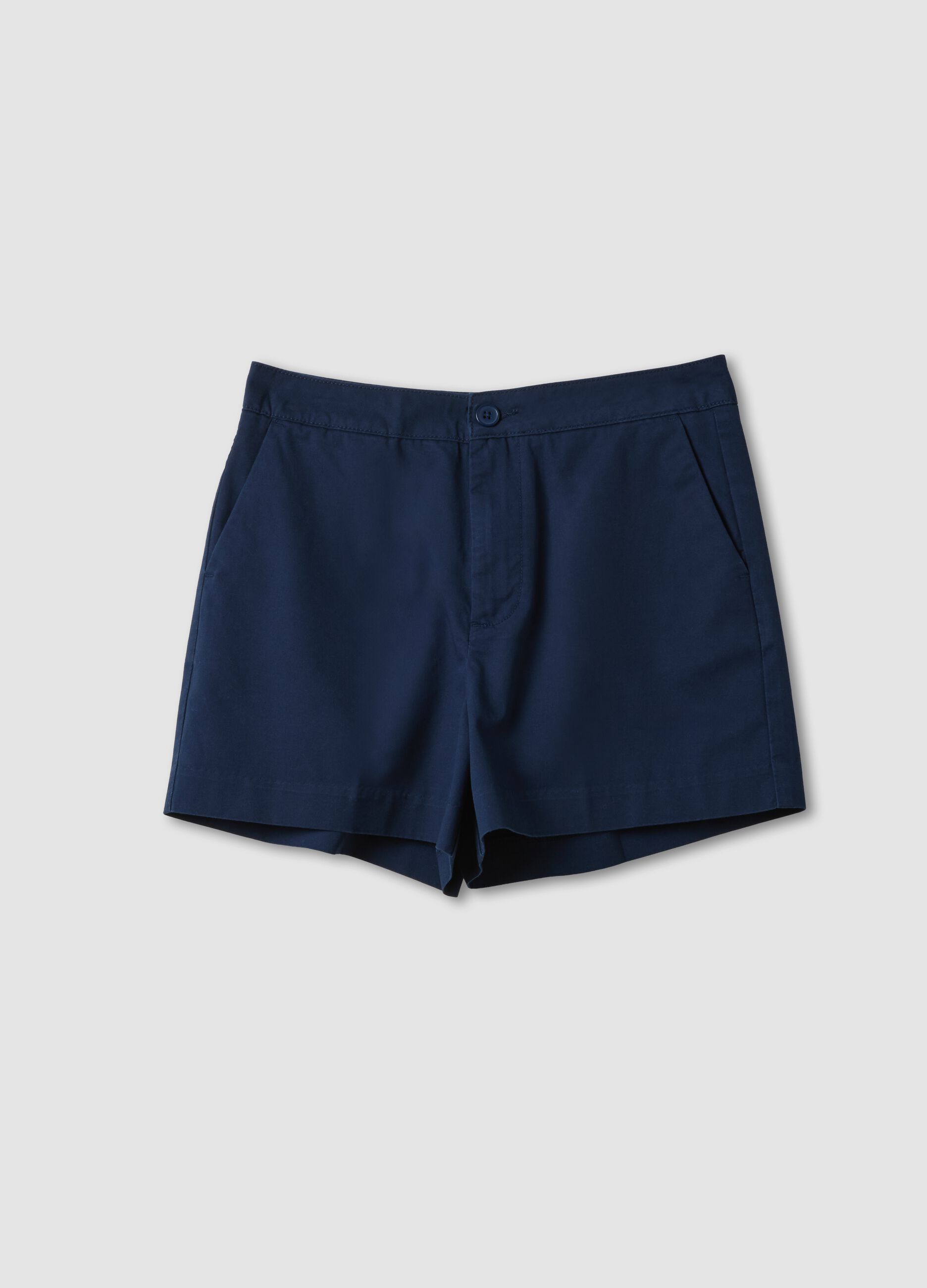 Blue regular-fit pure cotton shorts