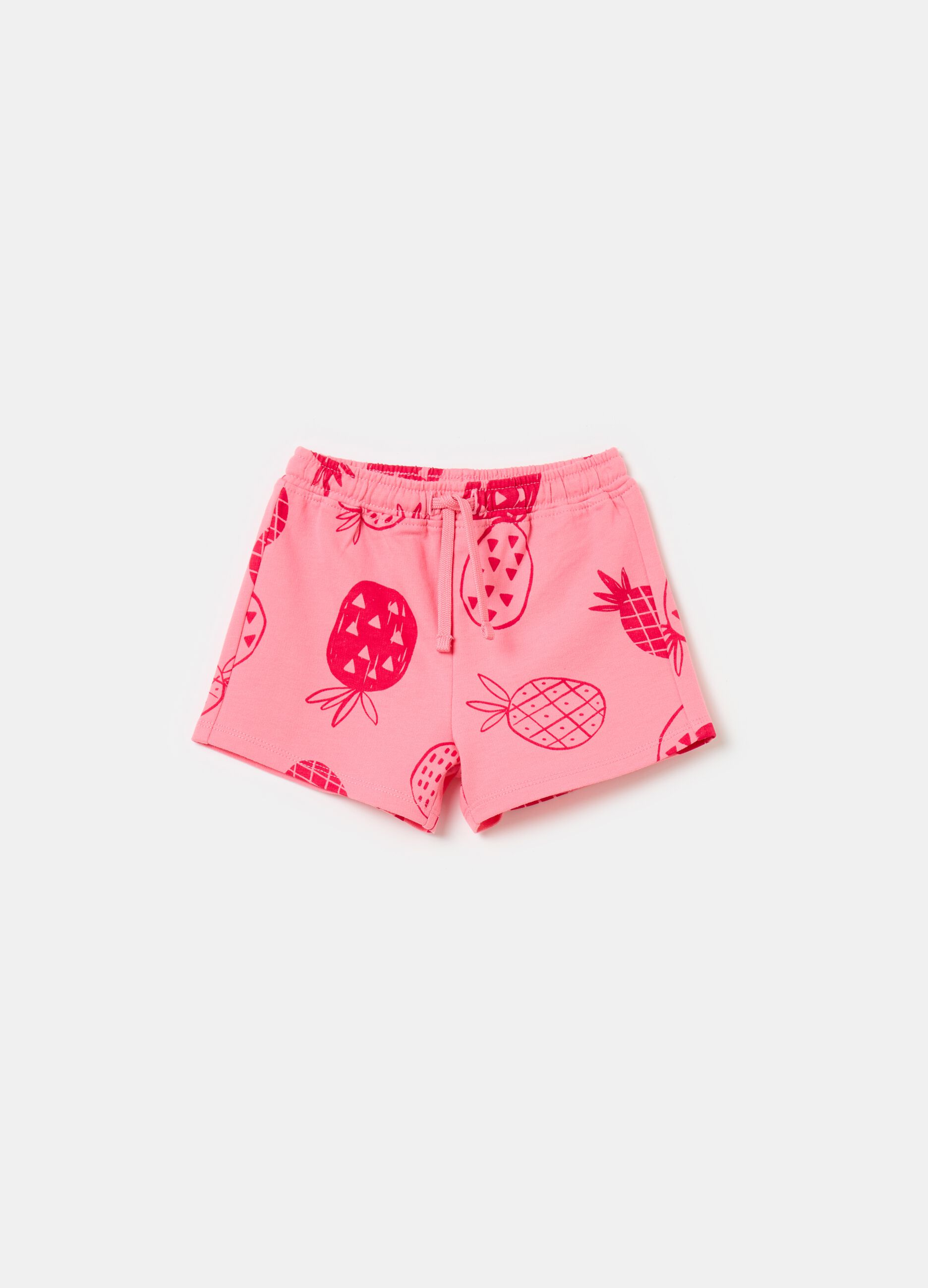 Shorts in French Terry con coulisse e stampa