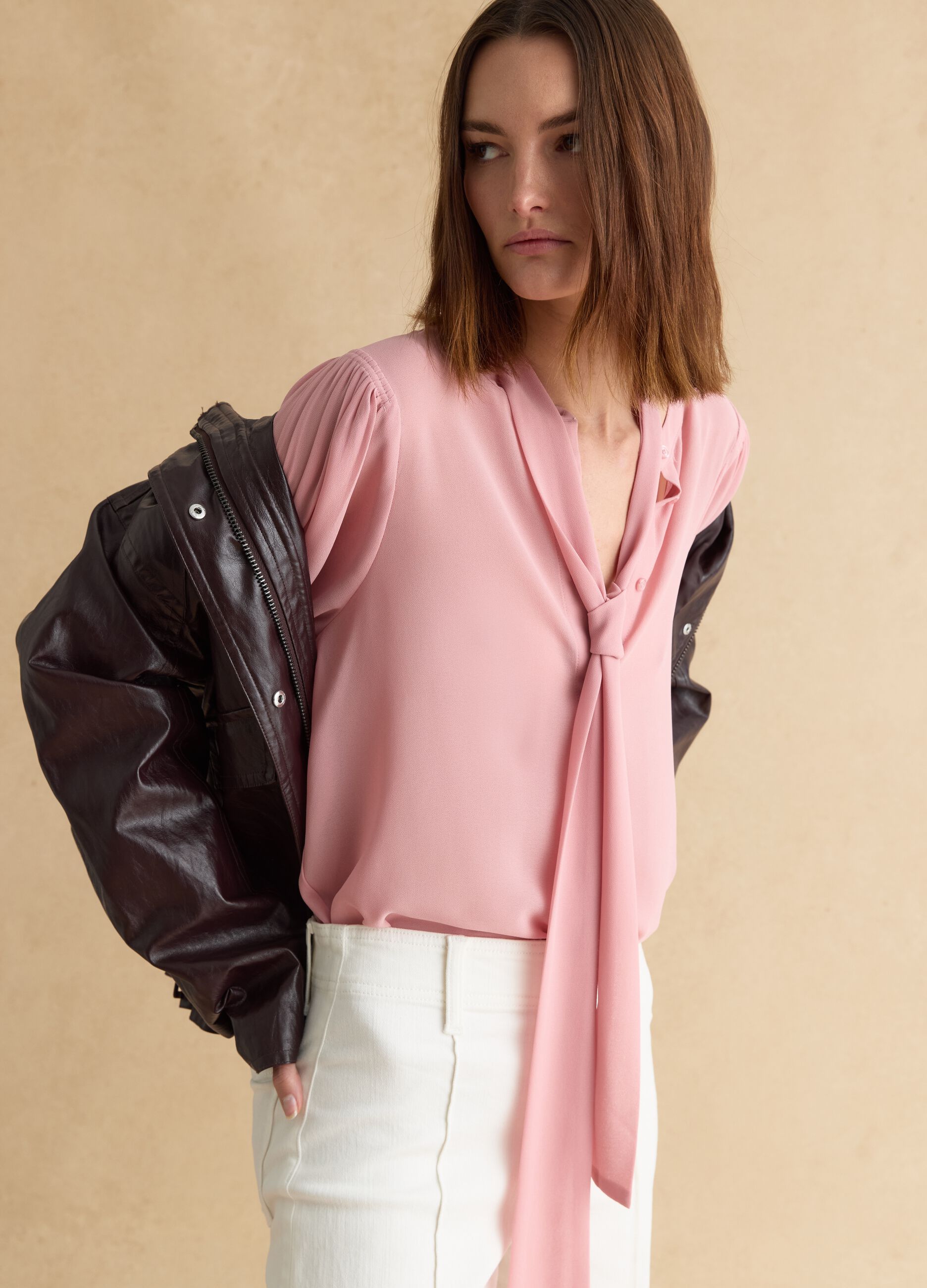 Pink regular fit blouse with buttons