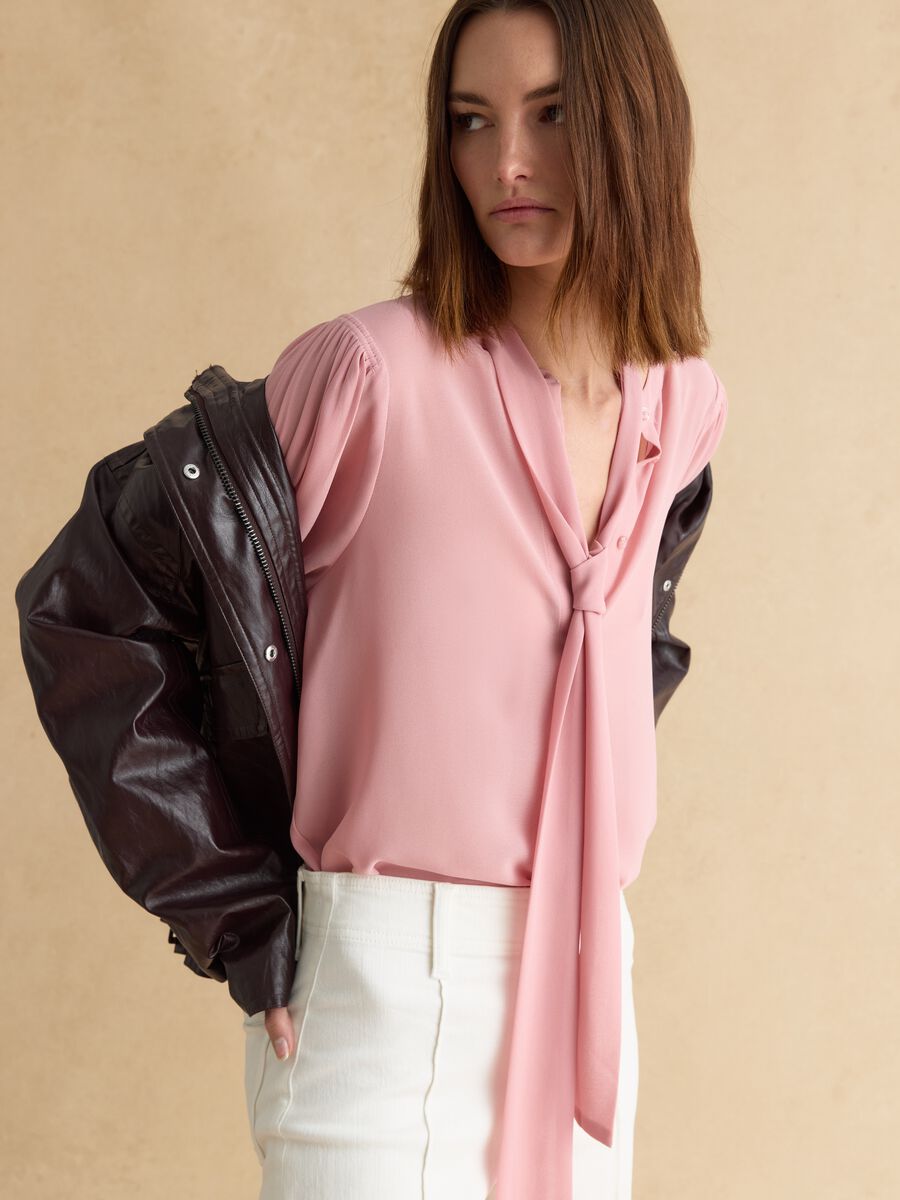 Pink regular fit blouse with buttons_0