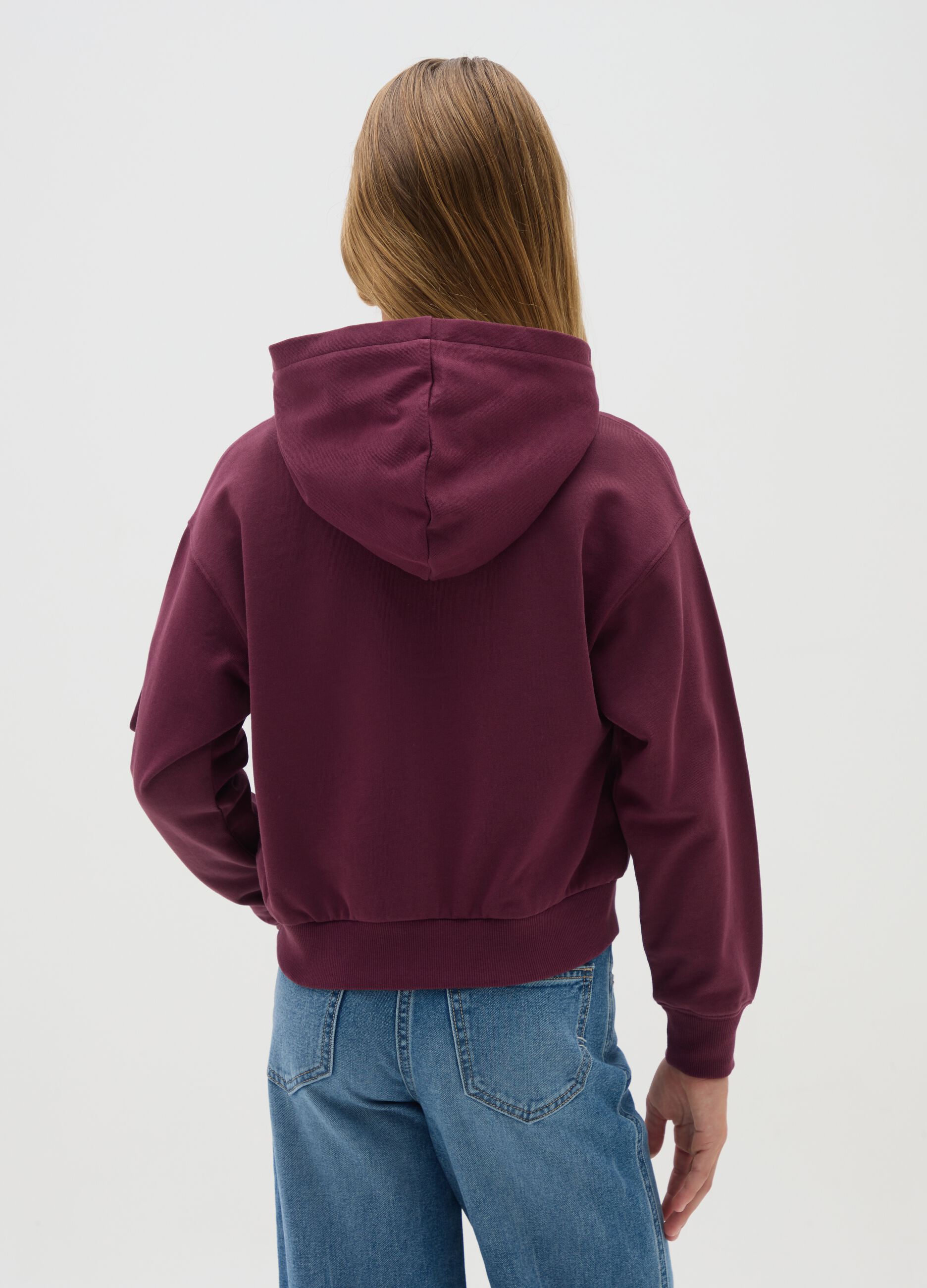 Girl's purple pure cotton hoodie regular fit