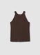 Fitted viscose blend brown tank top_4