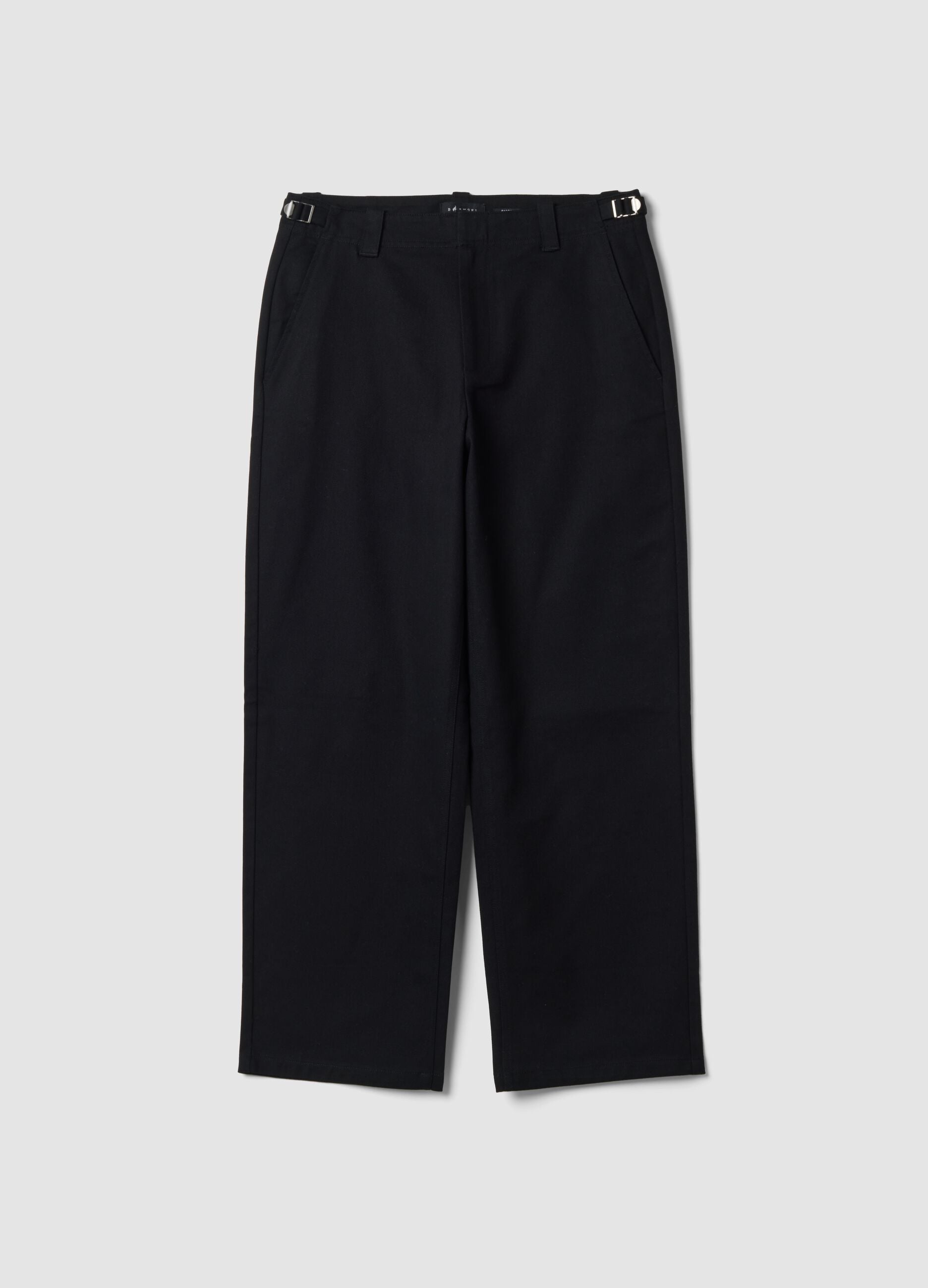 Pantaloni chino neri in puro cotone baggy fit