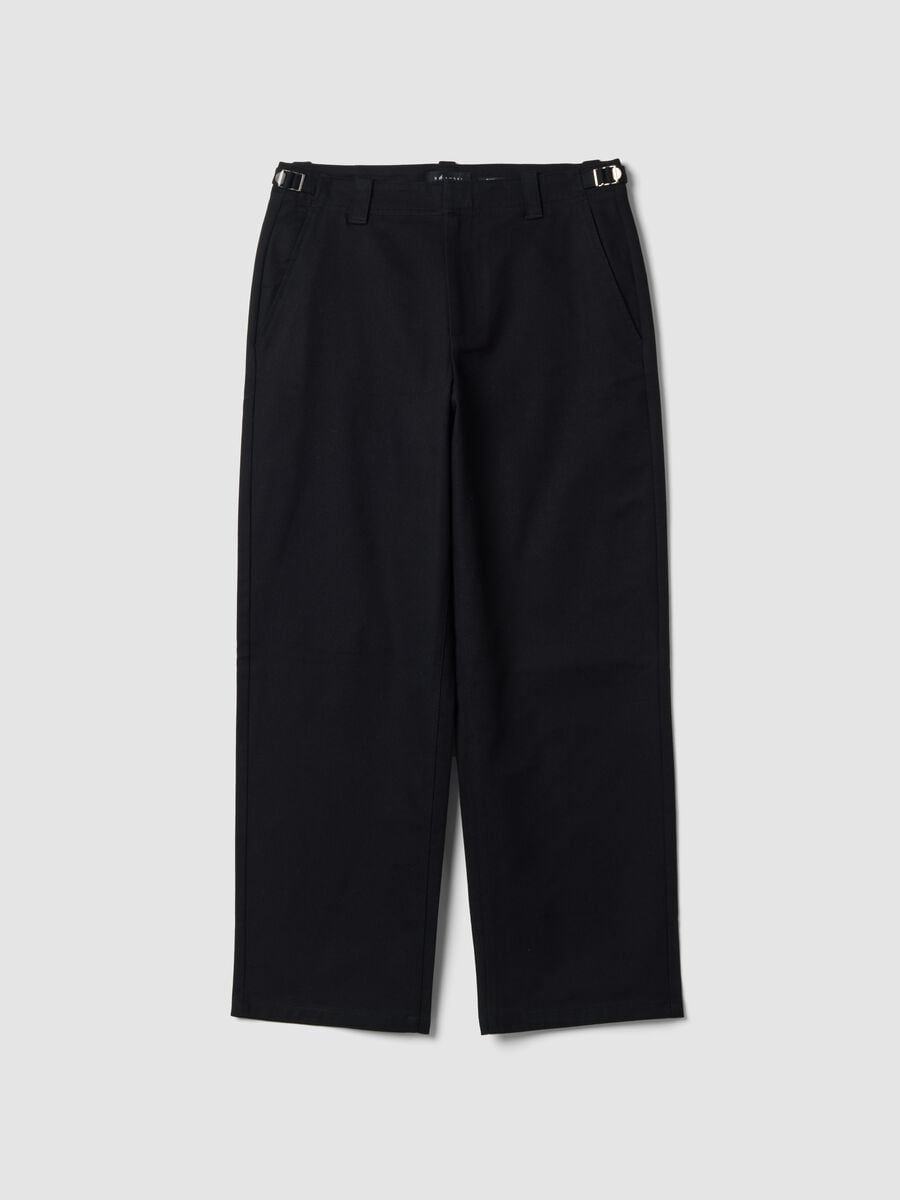 Black pure cotton baggy-fit chinos_0