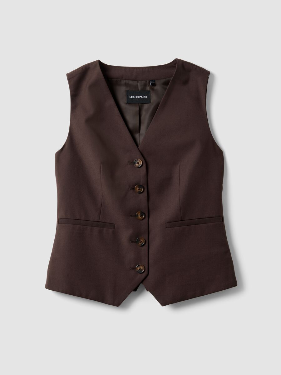 Brown classic waistcoat, regular fit with buttons_4