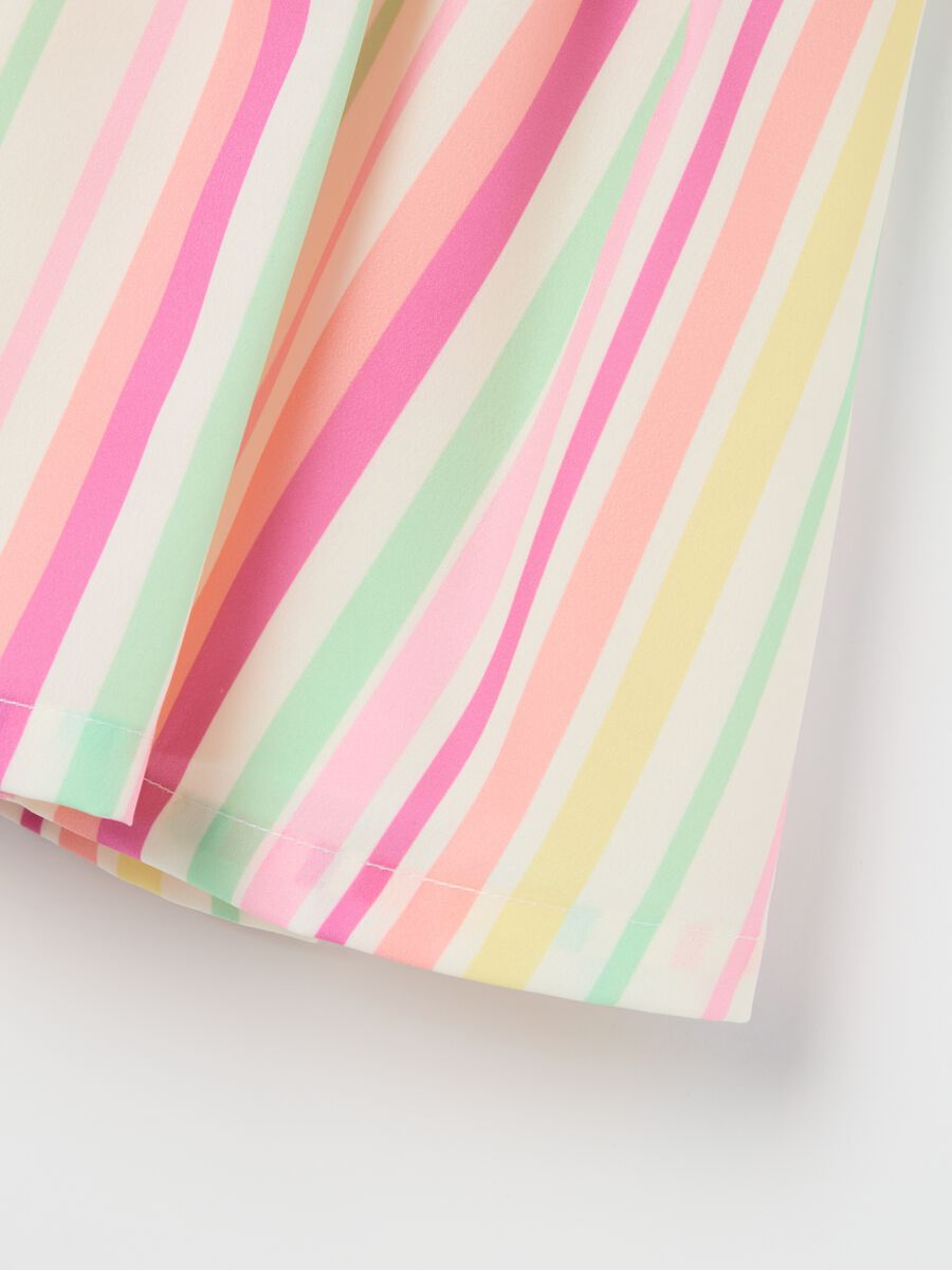 Girls' mixed skirt with multicoloured stripes and elasticated waistband_2