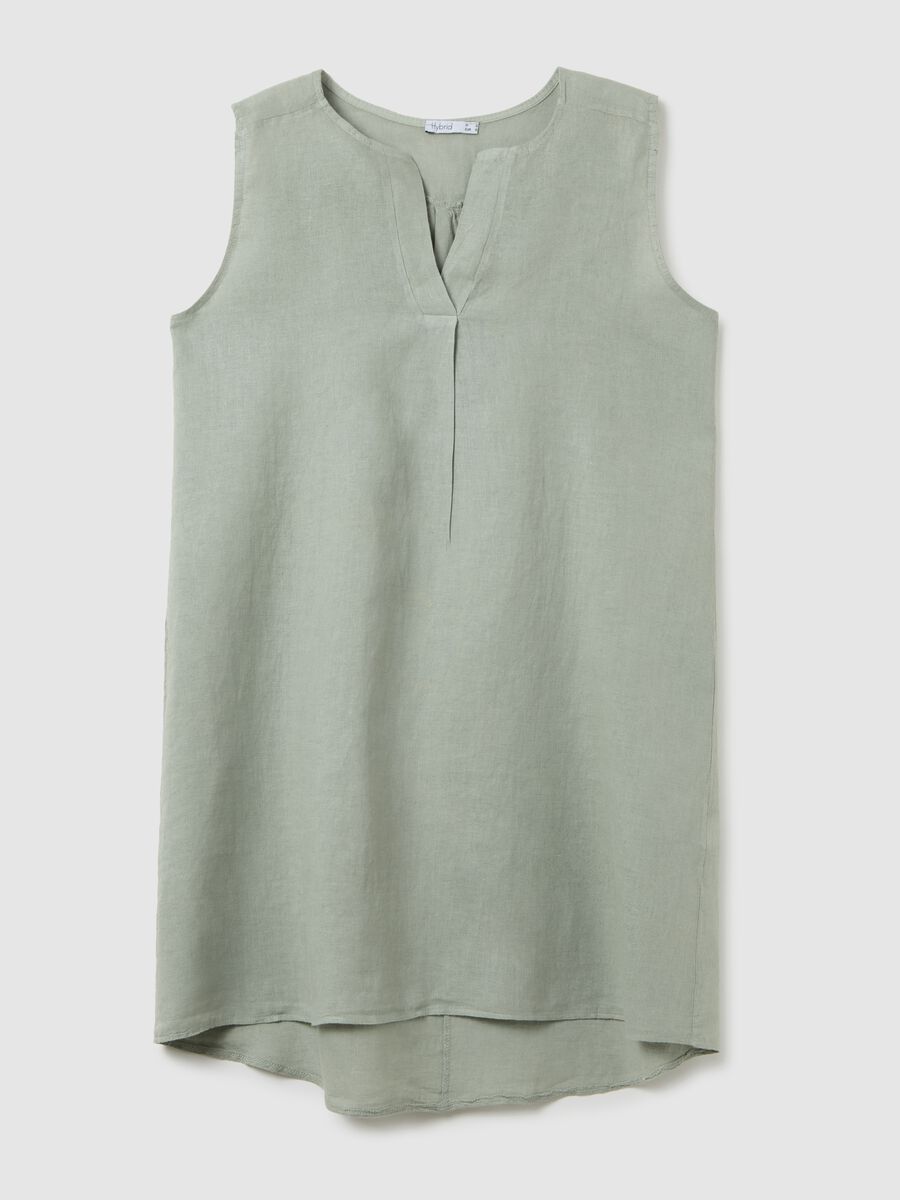 Women's Dress in Pure Green Linen Regular Fit_4