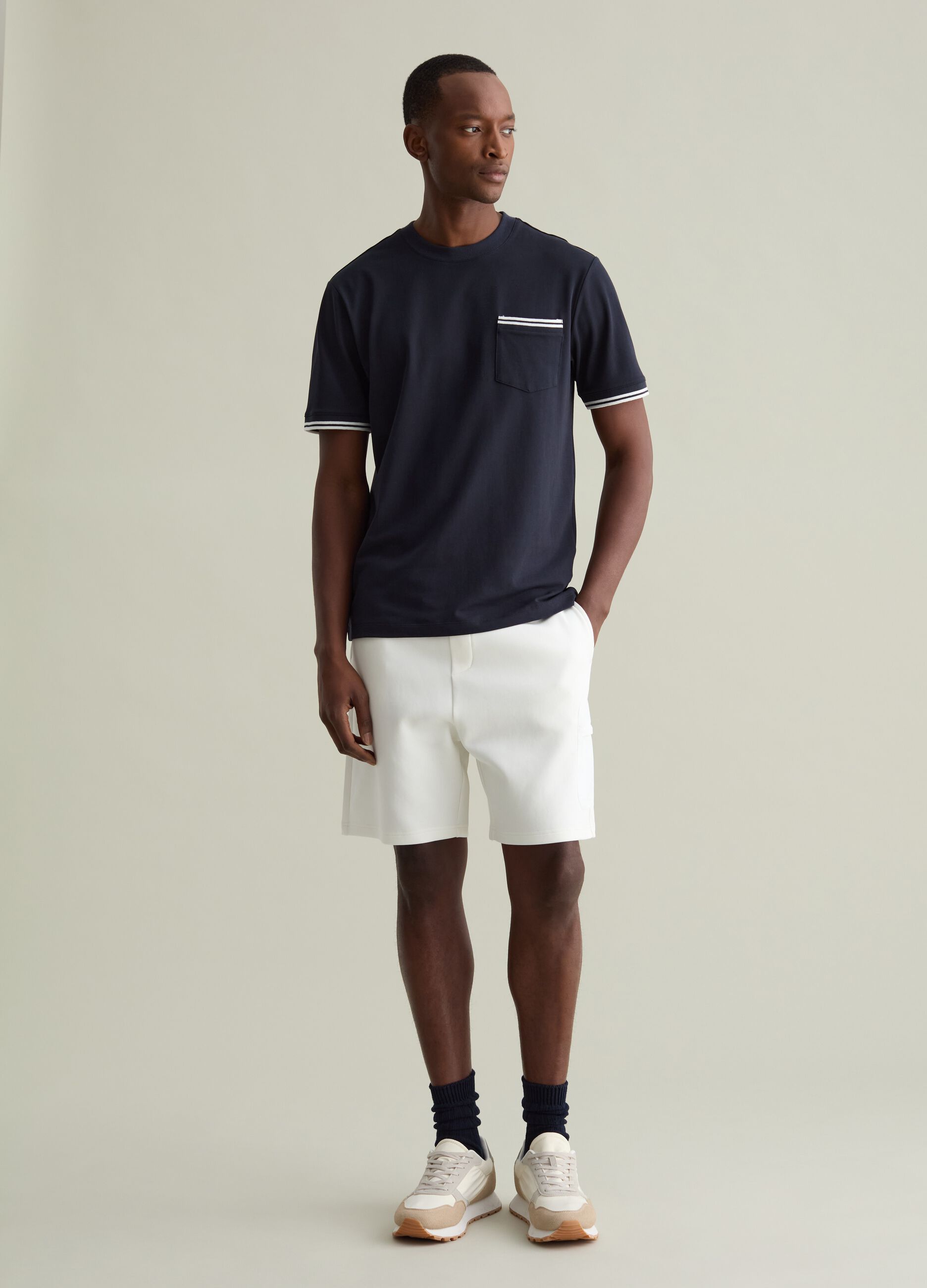 T-shirt with striped details and pocket