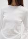 White long-sleeve regular fit pure cotton top with rhinestones_3