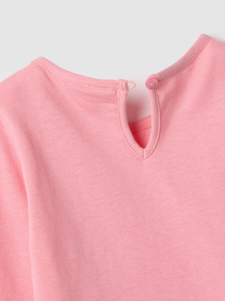 Girls' pink long-sleeve pure cotton top with regular fit and bee design_3