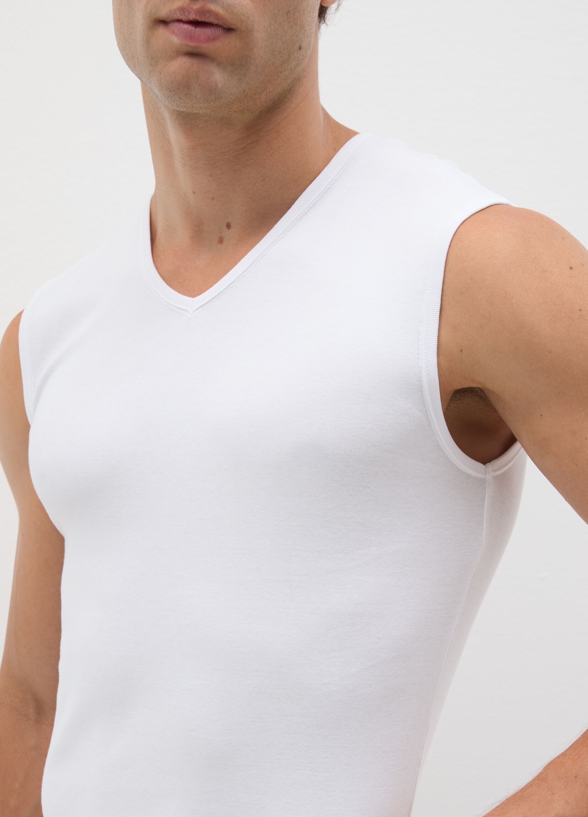 Men's White Pure Cotton Vest