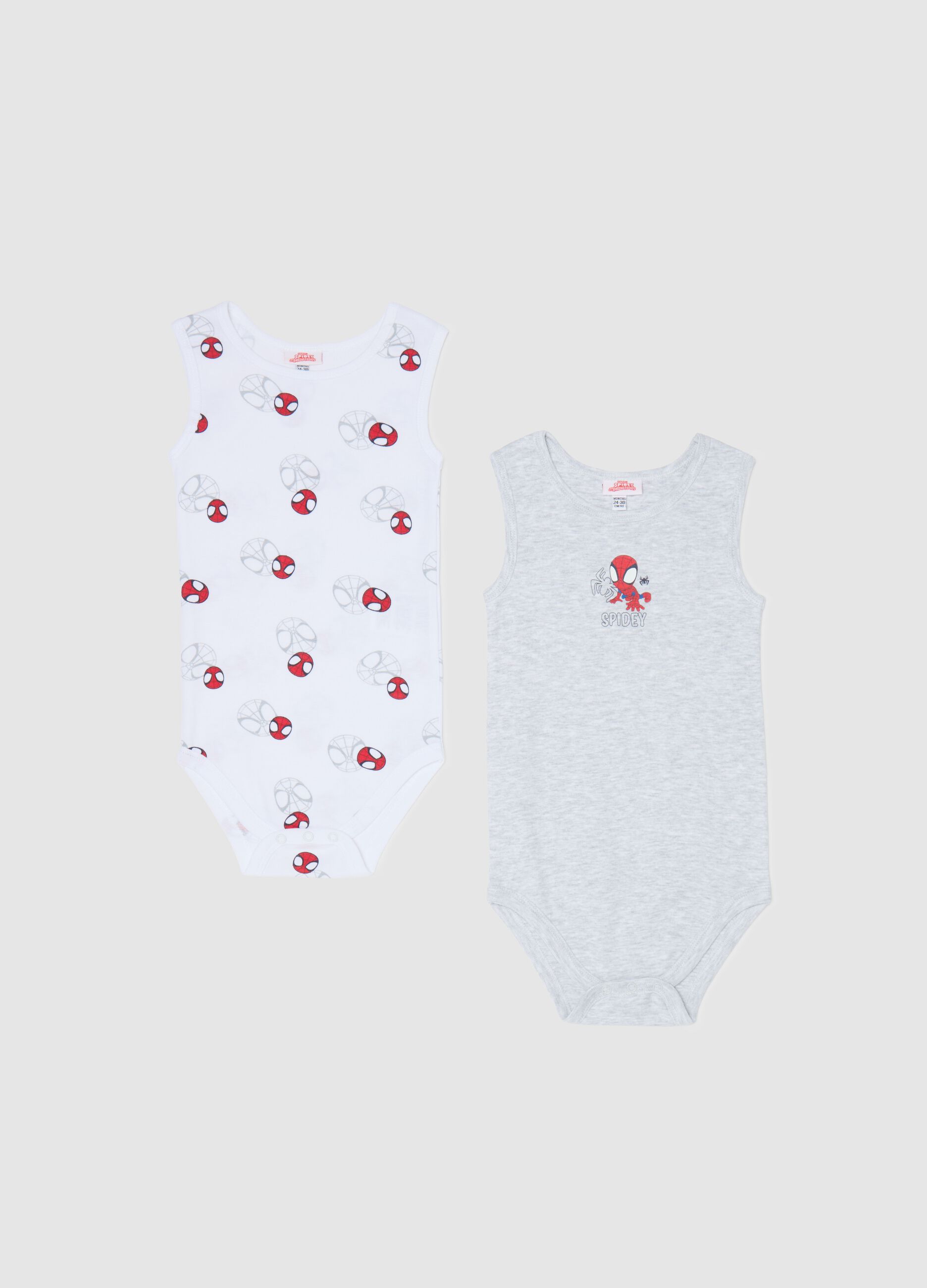Two-pack sleeveless bodysuits with Spidey print