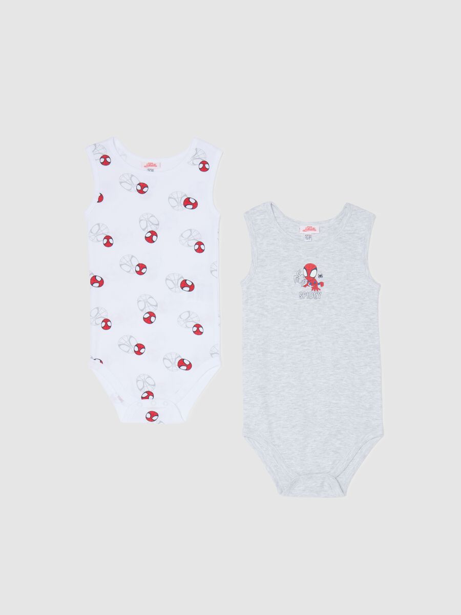 Two-pack sleeveless bodysuits with Spidey print_0
